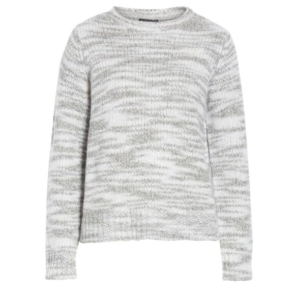 Eileen Fisher Merino Wool Silk Blend Marled Gray Sweater L Cozy Warm Crew $375 - Picture 15 of 15